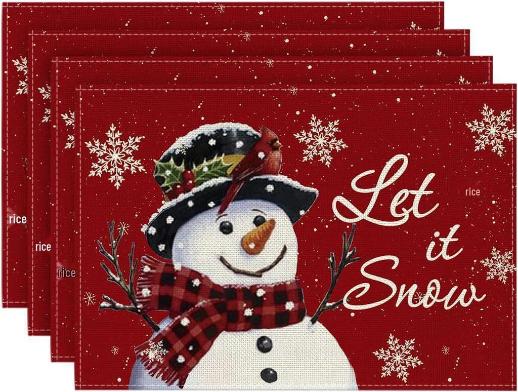 Christmas Placemat Set with Plate & Cup Insulation - Holiday Decorative Table Mats