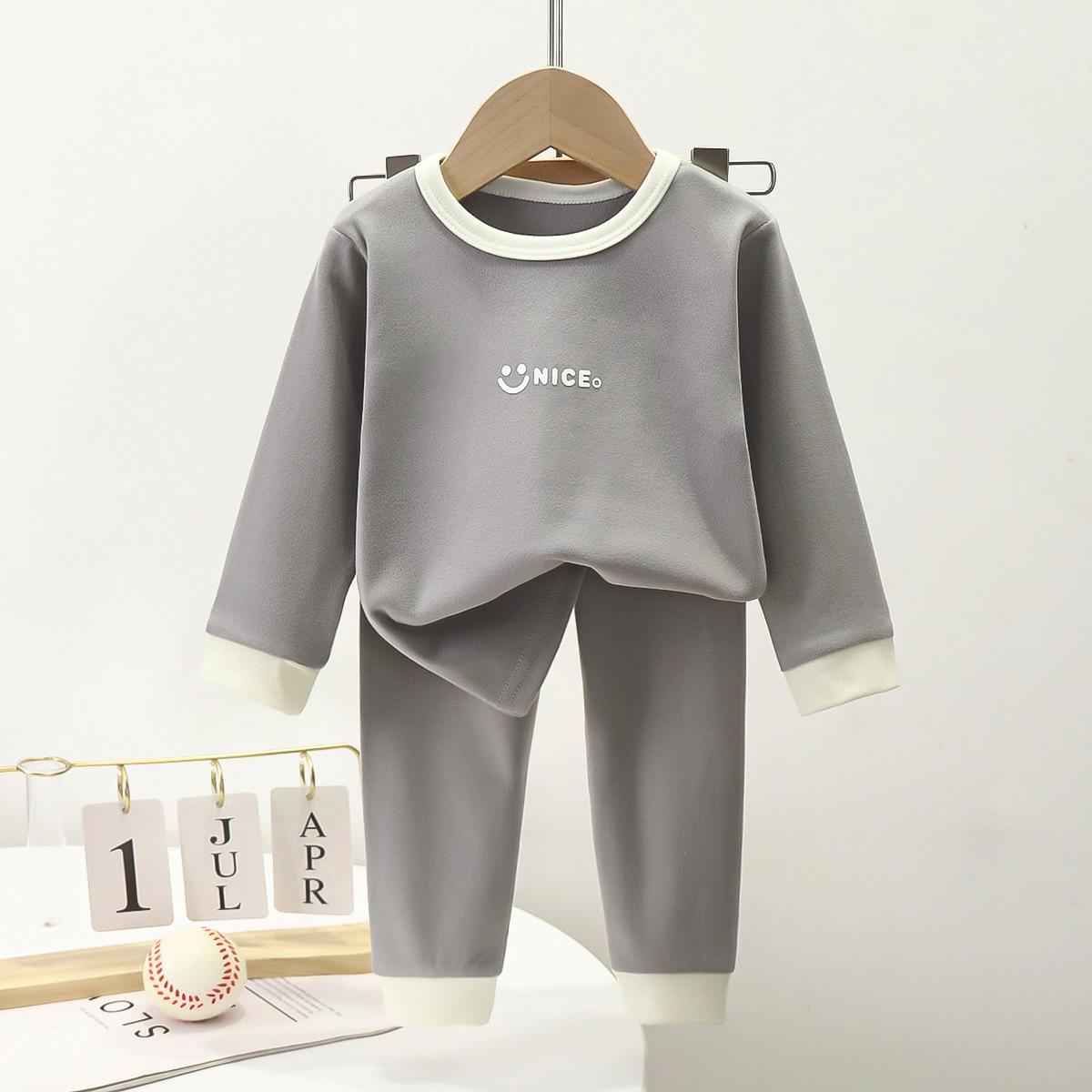 

Children s Thermal Fleece Underwear Set: Base Layer Top & Bottom for Boys and Girls - Autumn Homewear Pants 80cm