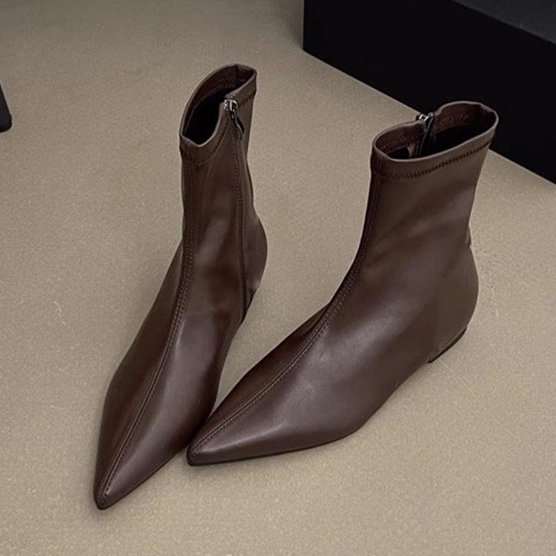 Fashion Pointed Toe Women's Ankle Boots Flats Designer New Dress Shoes Fashion Autumn Woman Botas 2025 Casaul Goth Chelsea Boots Mujer