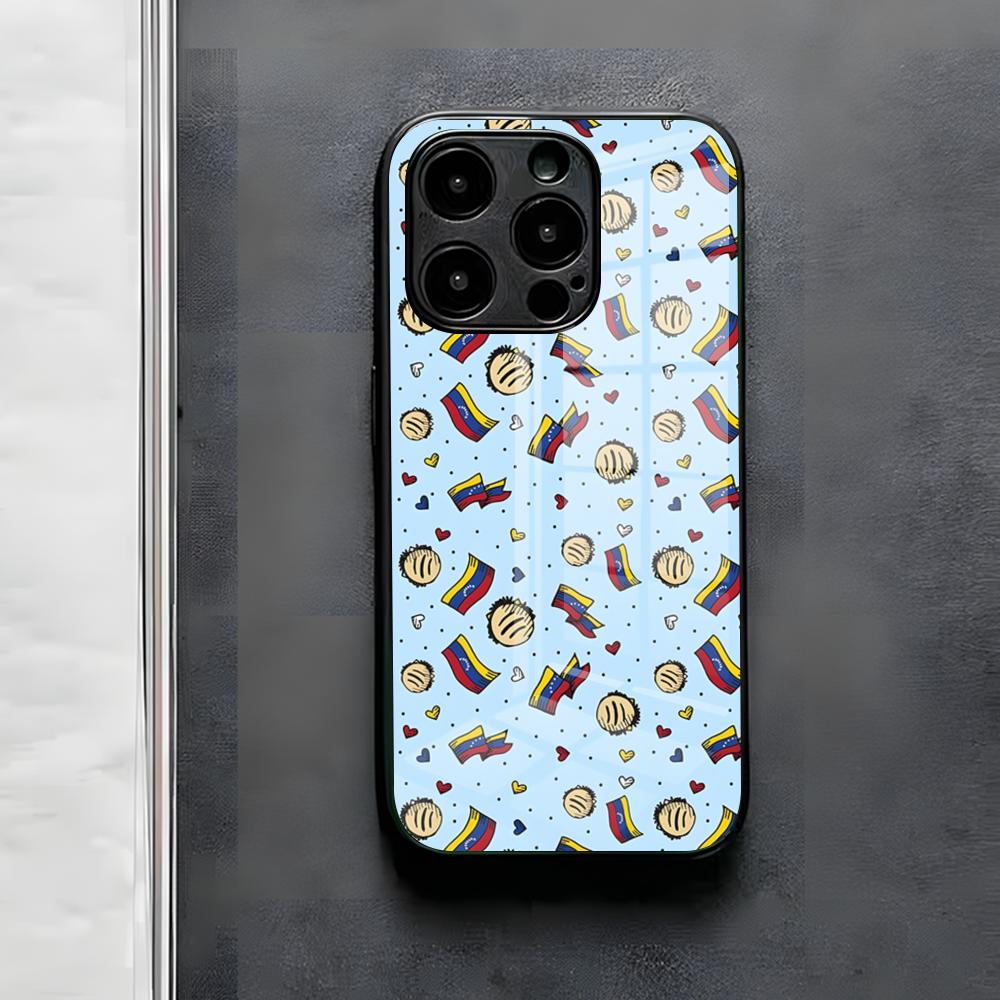 

Venezuela Aesthetic Art Phone Case For IPhone 17 Air 16 E Pro Max 15 14 13 Mini 12 Pro 11 Max Plus Black Glass Cover iPhone XS Max