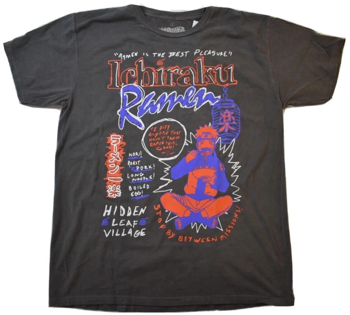 Naruto Shippuden Mens Ichiraku Ramen Is The Best Pleasure Gray Shirt NWT L 3XL