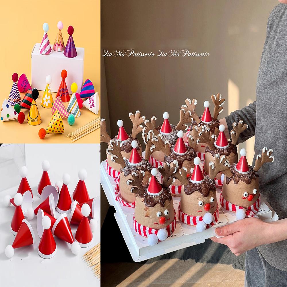 15 Teile/satz Mini Hut Kuchen Dekoration Geburtstag Backen Outfit Weihnachten Dekorationen DIY Nette Dessert Dekoration Party Liefert