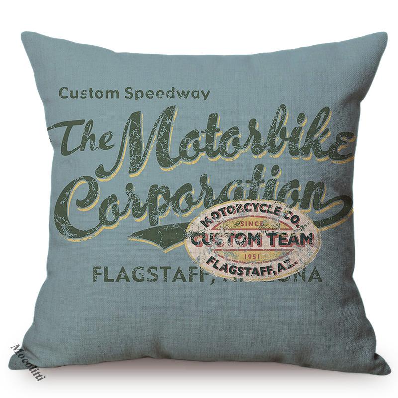 1986S Vintage Motorcycle Style Cushion Cover Letter Poster Cool Punk Cartoon Decorative Linen Car Sofa Throw Pillow Case Cojines
