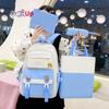 Small Fresh, Large-capacity Junior High School Schoolbag, Women's Casual, Durable, Burden-reducing Backpack, 3-piece Set