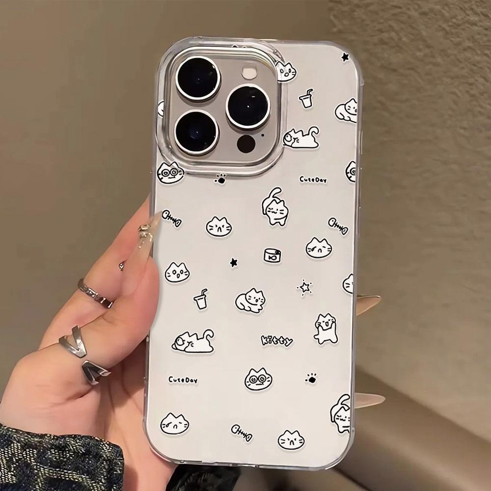 Painted Phone Case for iPhone 12 13 15 16 iPhone 16 12 13 14 15 Pro  14 15 16 Pro Max Coverage Shockproof Anti-Fingerprint Fresh Style Protective Case