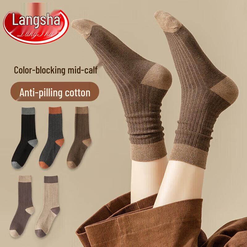 Lonsa Women s 100% Cotton Mid-Calf Socks One Size (34-40)