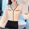 Autumn Fashion New 2024 Long Sleeve V-Neck Office Lady Apricot Chiffon Blouse Shirt Women Tops Blouses Shirts J461