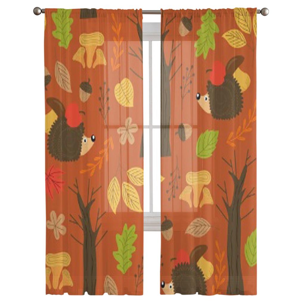 Igel Illustration Tüll Transparente Fenstervorhänge für Wohnzimmer Das Schlafzimmer Moderne Chiffon Voile Organza Vorhänge Dekor Vorhänge
