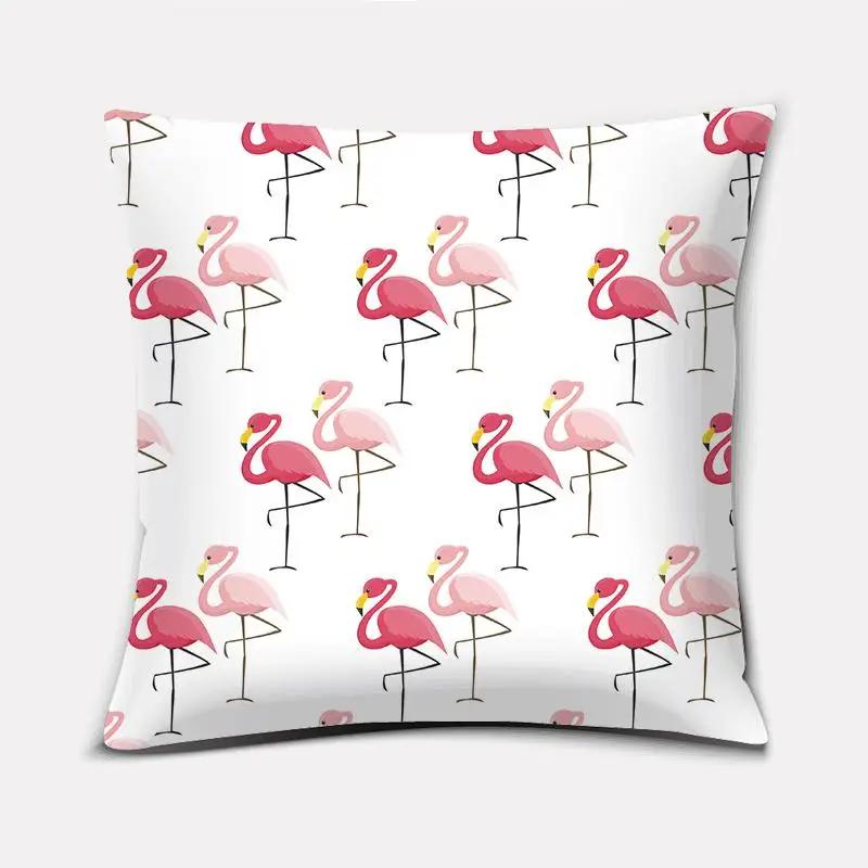 Blad Flamingo Vierkante Kussensloop Huisdecoratie Auto Bank Kussenhoes 45x45cm