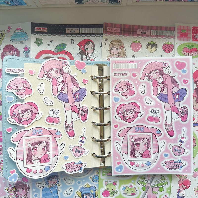1/9pcs Korean Sweet Cool Girl Stickers Cute Cartoon Anime Girl Stickers Journal Diary Notebook Scrapbook Diy Decorative Stickers