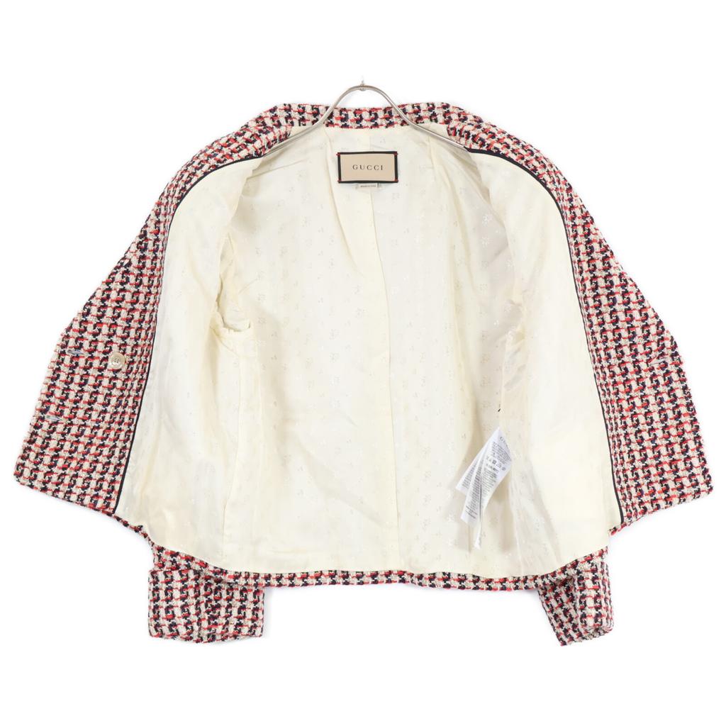 Gucci Excellent Condition 22 Year Semi-double Tweed Jacket Jacket 36 Red X Navy X whiteUsed