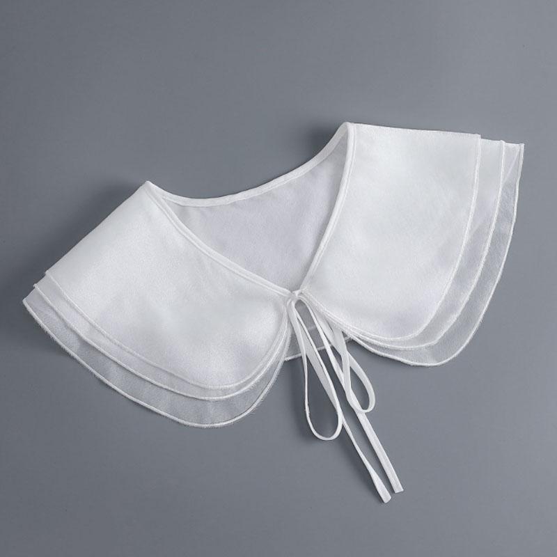 Removable Lace Doll Fake Collar Women Tie Ladies White Shawl Wrap Detachable Embroidered Lapel False Collar Clothes Accessory
