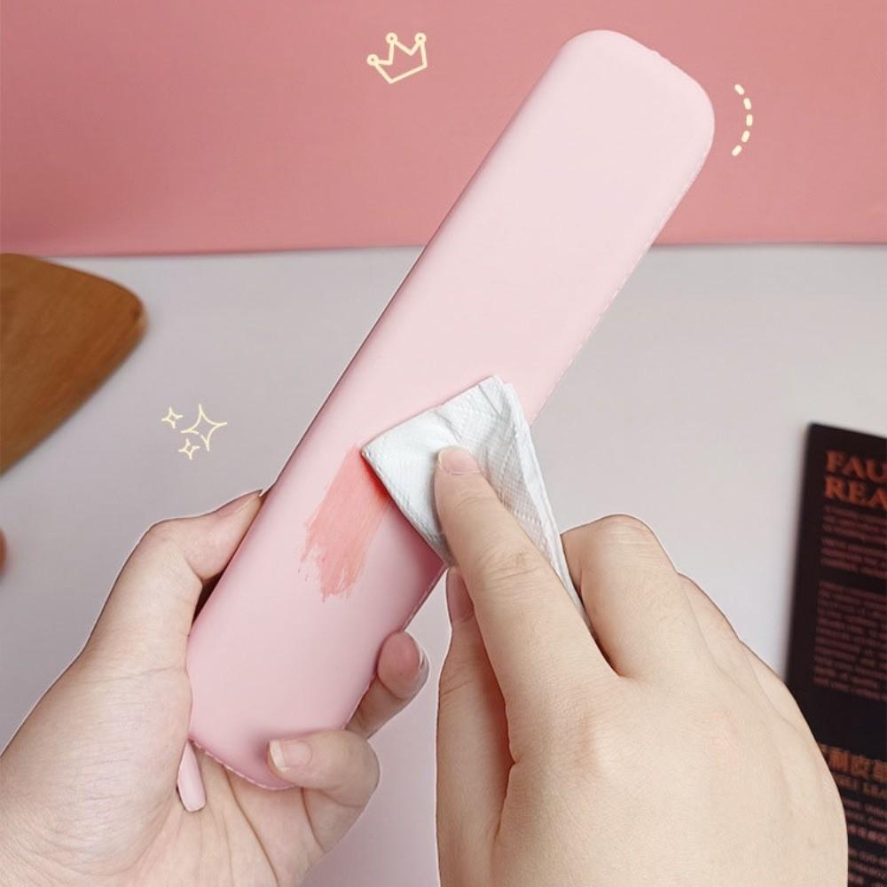 Multifunctional Pen Bag Solid Color Stationery Storage Bag Simple Silicone Pencil Case Friends