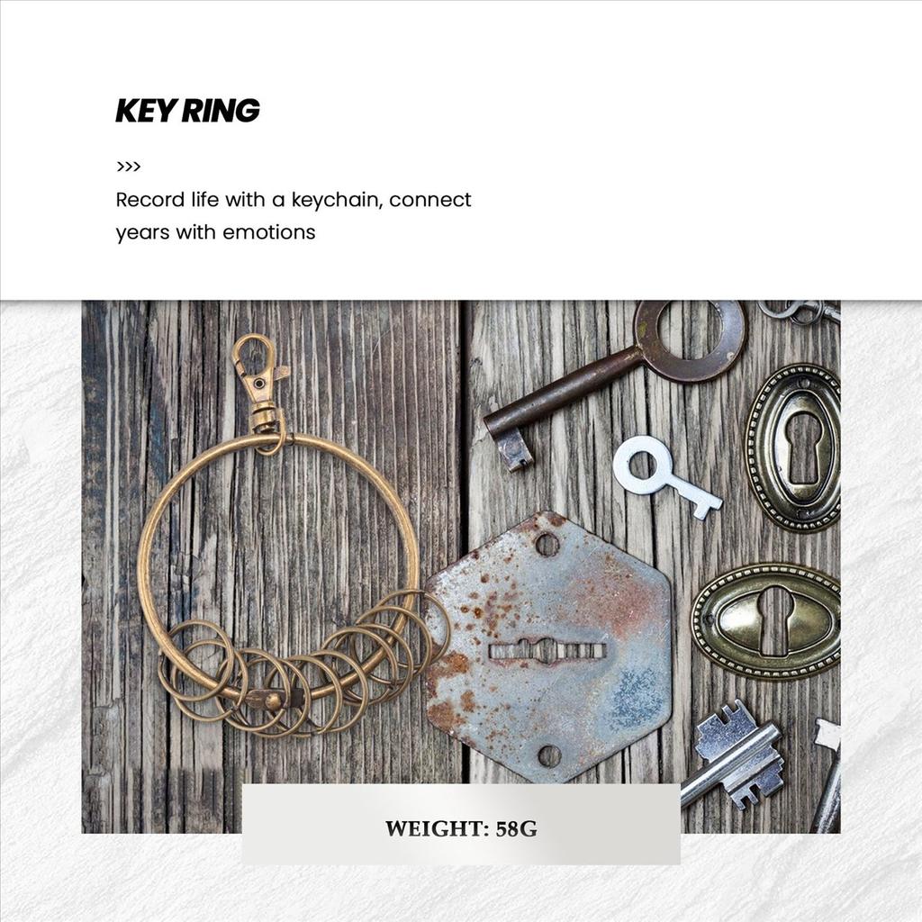 BHBL Bronze Tone Carabiner Prisoner Keyring 10 Loops Key Chain Ring 7.6cm