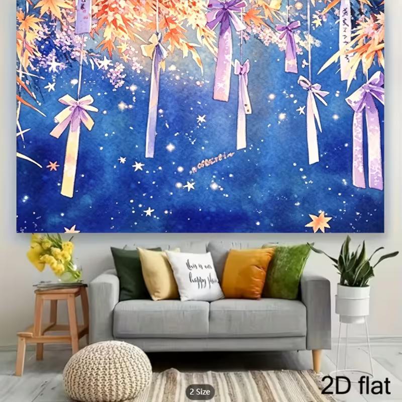 2D Aesthetic Tanabata Festival Tapestry for Party & Room Decor 47.2x31.5inch/120*80cm