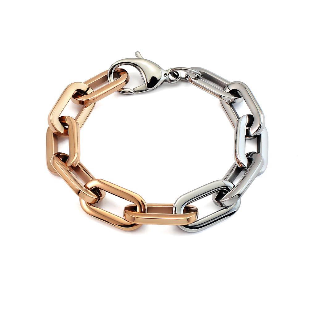 Rose Gold Silver Plated Stainless Steel Thick Chunky Chain Necklace U Shape Link Paperclip Style Trendy Fashion Accessory