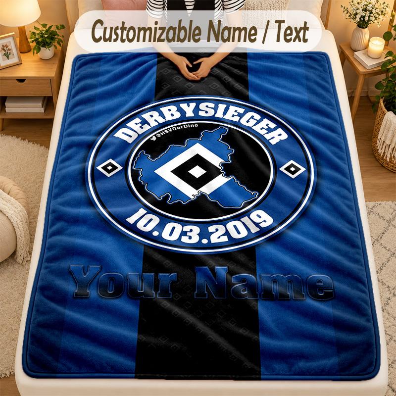 Koc Flanelowy Hamburger SV Z Imieniem Tekst Personalizowany Miękki Ciepły Koc Rzutowy Wystrój Domu Prezent
