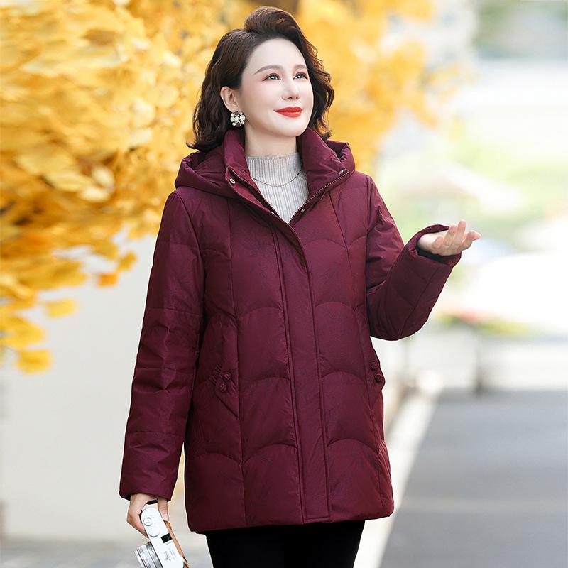 

Зимняя куртка из пуха белой утки больших размеров 2025: Стильная и теплая верхняя одежда для женщин среднего и пожилого возраста. 4XL (136-150 lbs)