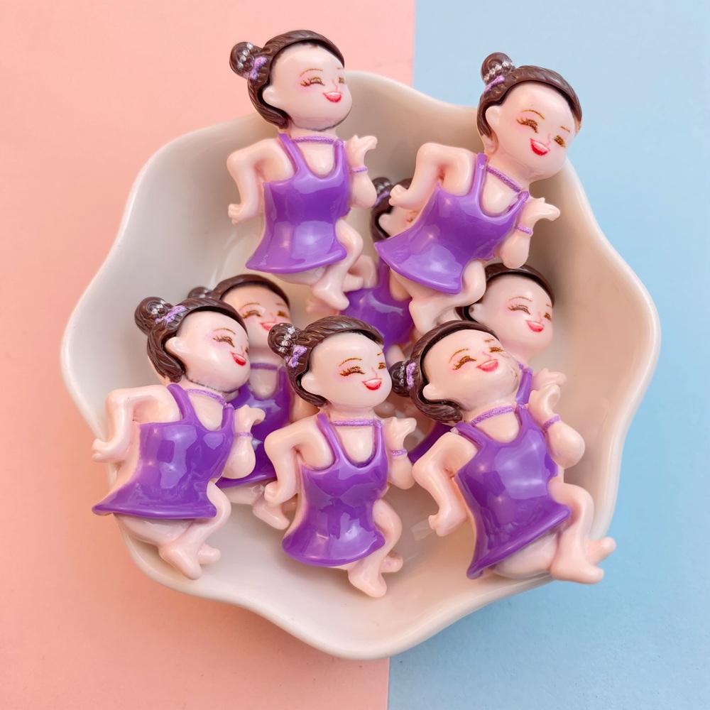 10Pcs New Cute Resin Ballet Dance Girl Series Flat Back Parts Embellishments For Hair Bows Accessories