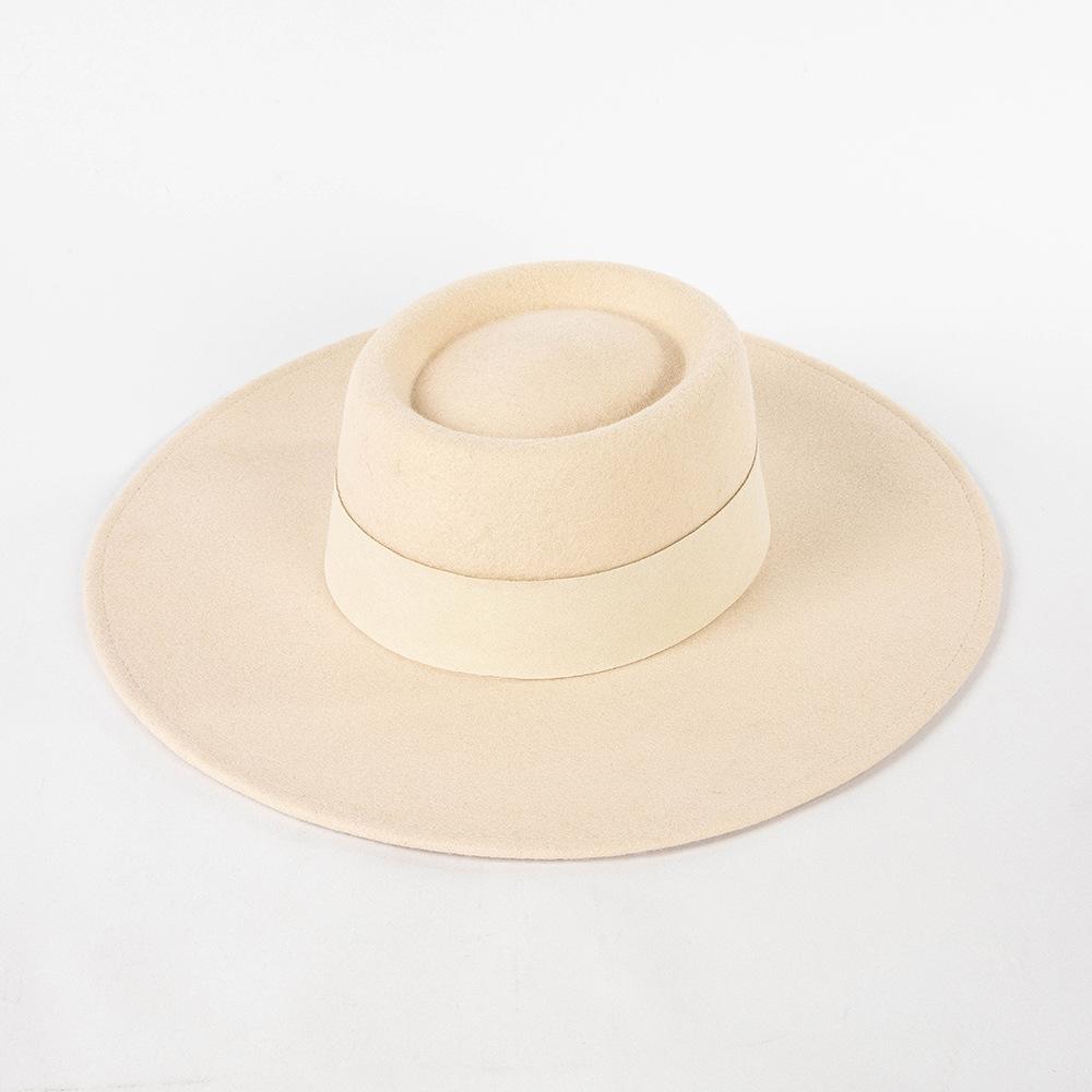 

Новая зимняя теплая шерстяная шляпа-федора для женщин с широкими полями 10 см, элегантная женская свадебная шляпа, роскошные дизайнерские церковные шляпы 57cm