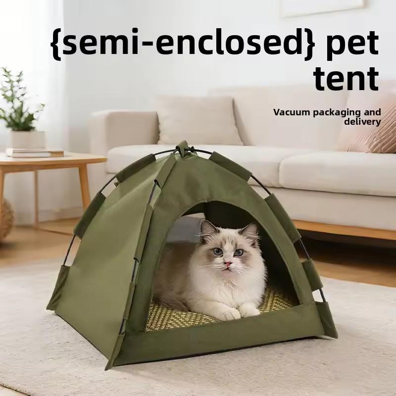 Foldable Pet Tent For Cat Puppy Breathable Oxford Fabric Detachable Washable Four Season Indoor Outdoor Cat Cave Sleeping Nest