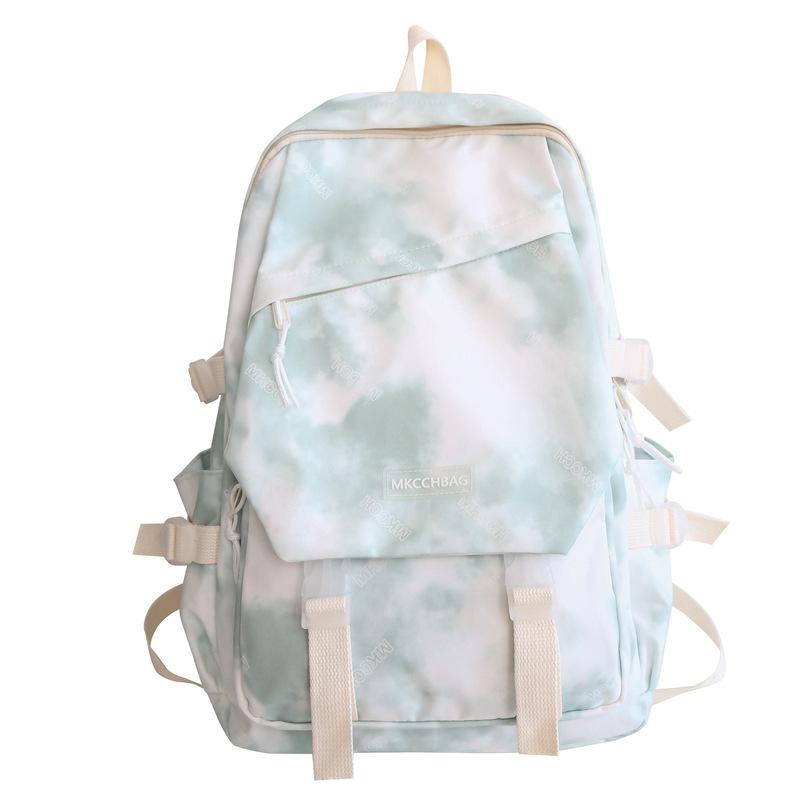 School Bag Women's Fashion Autumn and Korean Version High School Backpack Tie-dye Foreign Style Large-capacity Student Backpack Middle School Studen