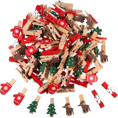 10 Stück Weihnachts-Holzklammern, Neujahrsparty-Dekoration, Fotowand-Clip, DIY Weihnachtsschmuck, Dekorationen für Zuhause, Weihnachtsbaum