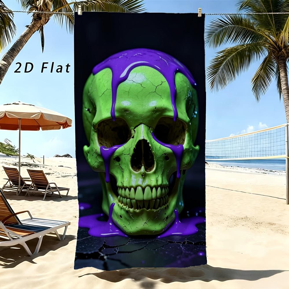 Hip Hop Punk Totenkopf Muster Mikrofaser Strandtuch 2D Flach Gedruckt Sandfest Wasserdicht Niedlich Picknickdecke Reiseutensilien