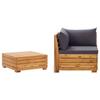 VidaXL Solid Acacia Wood Garden Lounge Set 2 Pcs with Cushions Outdoor Furniture Patio Furniture Terrace Furniture 316088