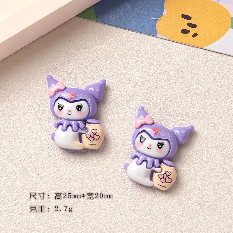 10Pcs New Mini Kawaii Cartoon Purple Good Night Animal  Series Flat Bottom Scrapbook  Diy Jewelry Making Hairwear Accessorie A32