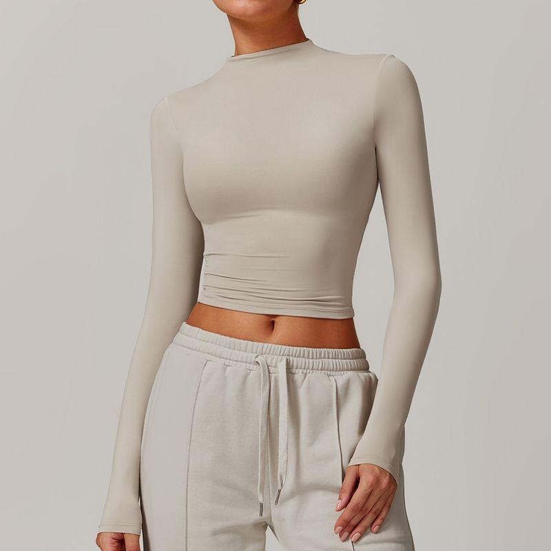 

Guangzhou Zechuang Clothing Co., Ltd. Fashion Quick-Drying Fitness Sports Long-Sleeved Top Turtleneck Tight-Fitting Outerwear Shallow khakis L