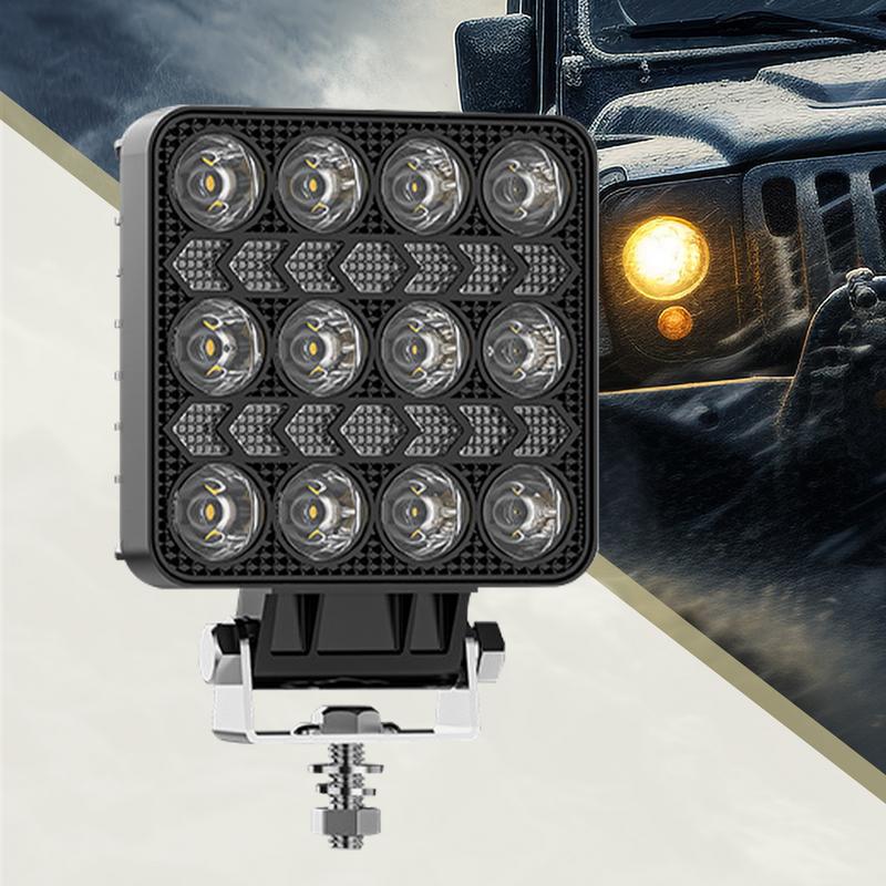 LED Light Bar Square 12 Beads Truck Flood Beam Light Waterproof Vehicle Accessories High Brightness Driving Fog Lights For Truck