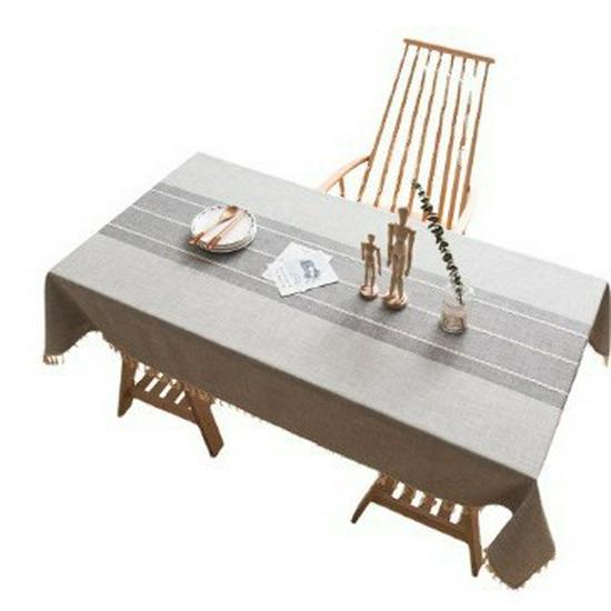 Luxuriöse einfarbige wasserdichte Baumwoll-Leinen-Tischdecke für Ess- & Couchtische