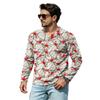 Men's Casual Christmas V-Neck T-Shirt Comfortable Loose Fit Street Printed Top