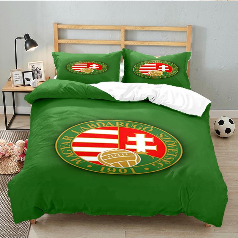 Hungarian Football Emblem 3PCS Bedding set,Ideal for 1pc Duvet Cover And 2pcs Pillowcases Perfect for Fan gift,Ideal for Bedroom, Dormitory
