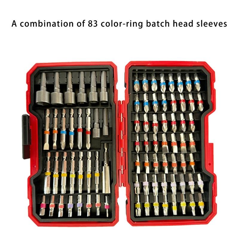 83 Piece Colorful Magnetic Electric Screwdriver Bit Set With Storage Case For Home Repair And Automotive Maintenance