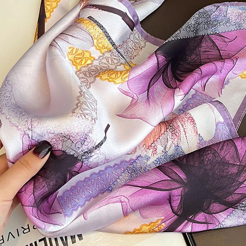 Square Scarves Neck Kerchief 100% Silk Scarf Women Pure Foulard Hairbands Lady Flower Designer Female Bandana Ties Bandana Hijab