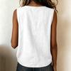 Women's Casual Linen Sleeveless Tank Top, Round Neck Loose Fit Blouse With Side Buttons, Summer Textured Camisole
