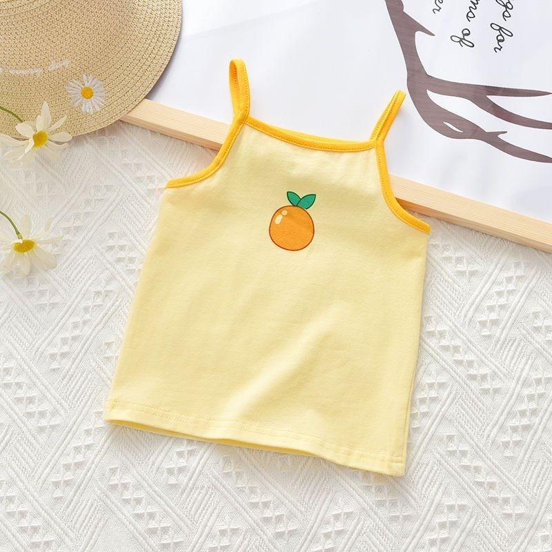 Children Summer Sleeveless T-shirt Outer Clothes Summer Girls Camisole Top Kids Girl Fruit Print Daily Homewear