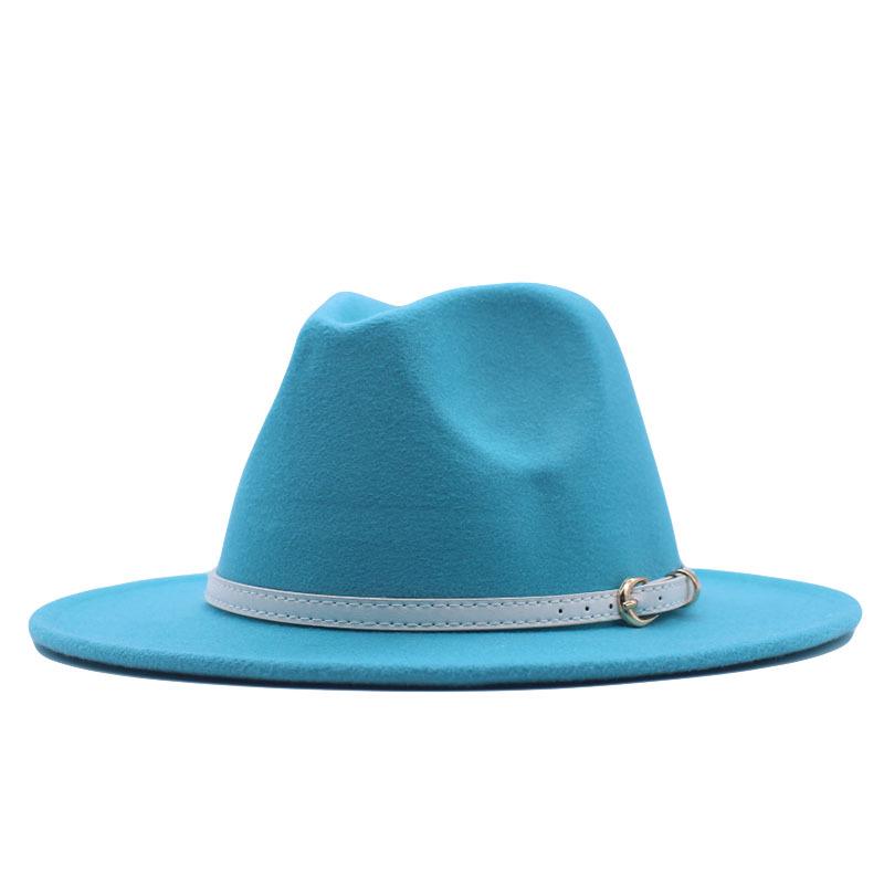 Women's Wool Fedora Hat with Flat Brim - Autumn/Winter Accessory in Solid Black Jazz Style