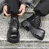 Herrenstiefel neue Martin-Stiefel mittelhoch Britischer Stil dicksohlige Workboots erhöhen Trend High-Top Derby-Schuhe 18955-J