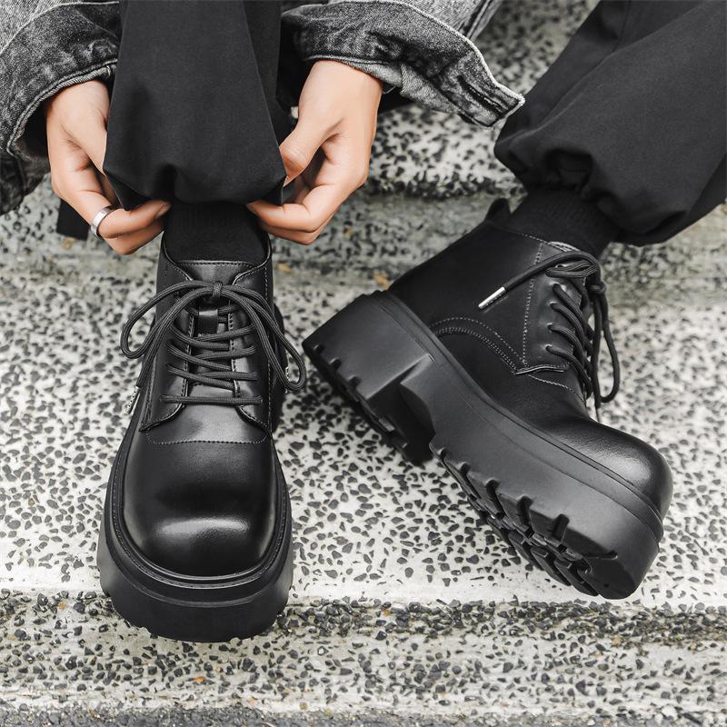 Herrenstiefel neue Martin-Stiefel mittelhoch Britischer Stil dicksohlige Workboots erhöhen Trend High-Top Derby-Schuhe 18955-J