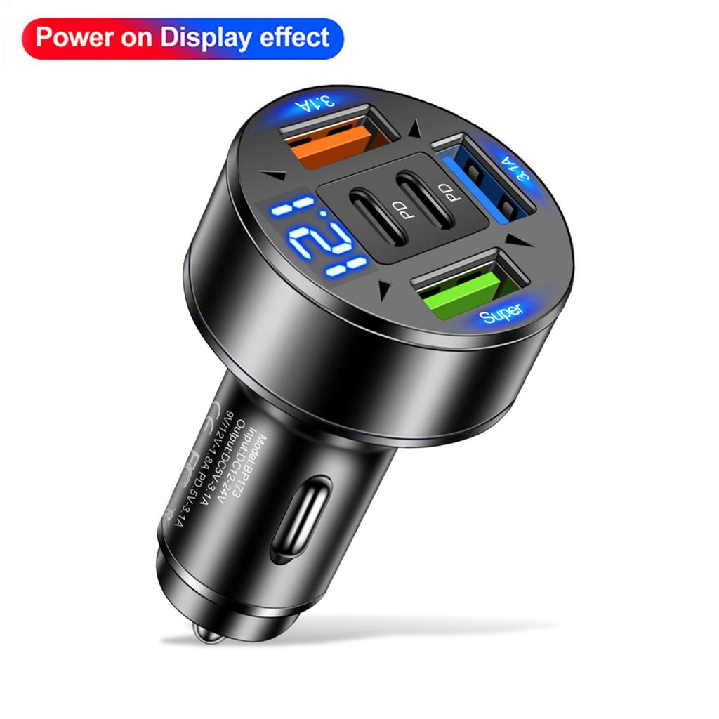 100W 5 in 1 Car Charger Super Fast Type C Car Charger Adapter Multi-Ports with PD USB Type C Charging for Mobile Phone, Tablet