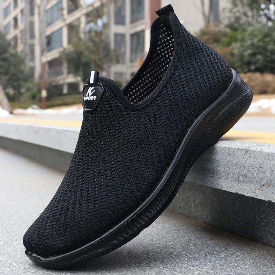 2025 Men's Fashionable Solid Woven Knitted Running Sneakers Shoes for Sports Enthusiasts, Lightweight