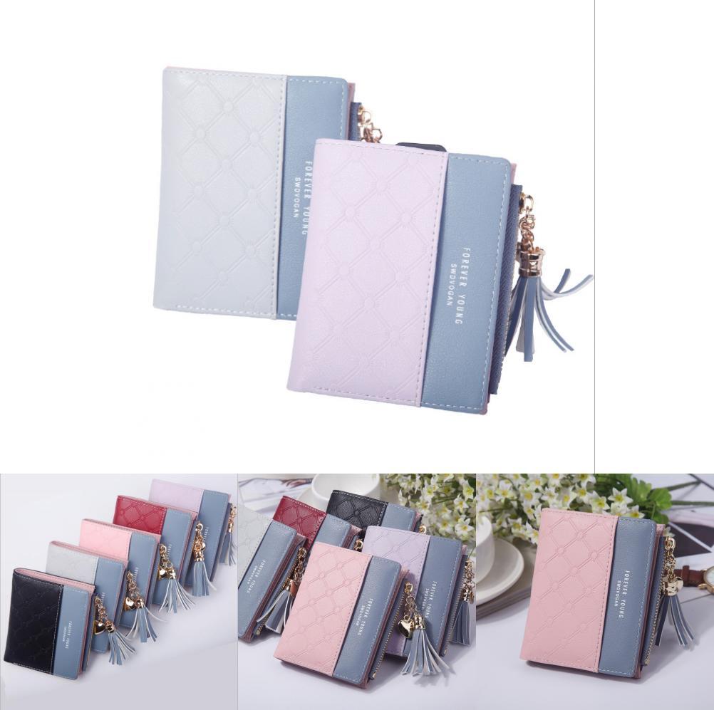 Chic Fashion Women Short Wallets In Pu Leather With Stylish Tassel Zipper And Card Holder