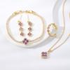 New Small Exquisite, and Versatile Four-leaf Clover Necklace Bracelet Earrings and Ring Set - A Birthday Gift