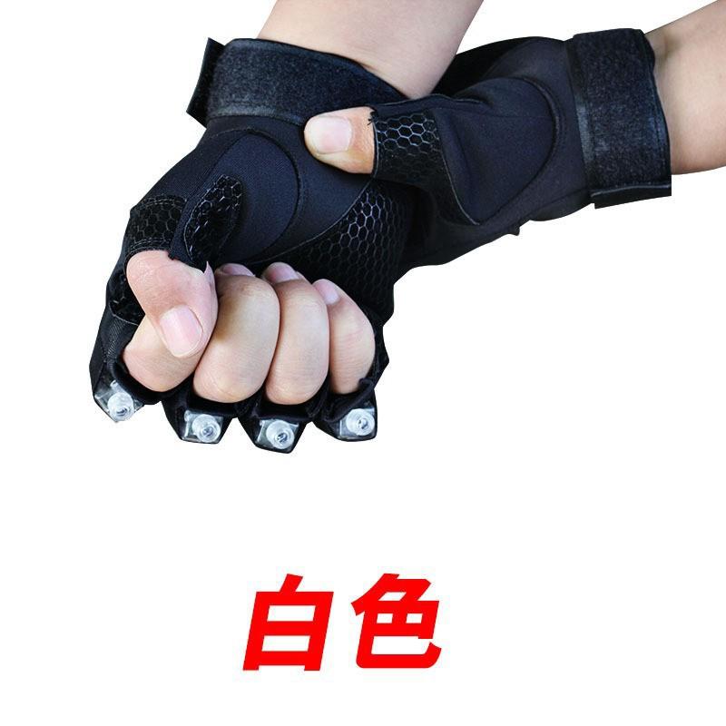LED Light-Up Half-Finger Gloves Cycling Outdoor Sports Night Fishing Performance Mens Breathable Tactical White LED Light Strip