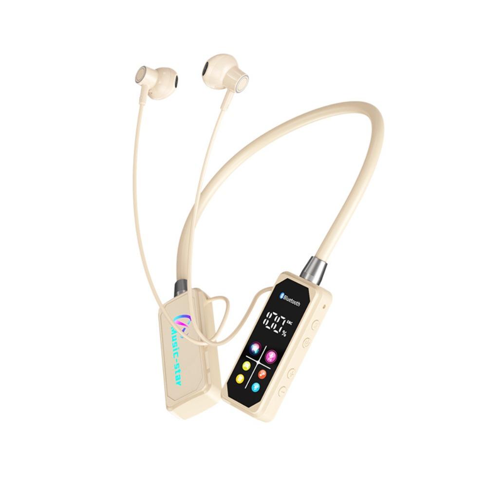 LED Digital Display Wireless Earbuds Neckband Long Standby Bluetooth Headphones  Mobile Gaming