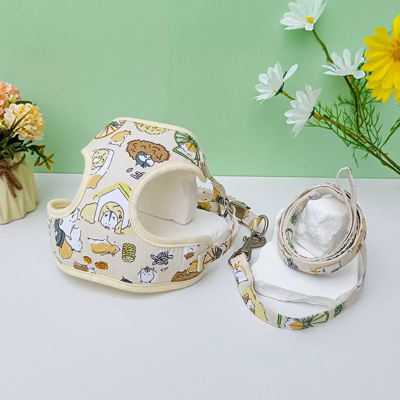 Kleines Hundegeschirr mit Leine mit Kirsch- und Enten-Print-Design für Haustiere