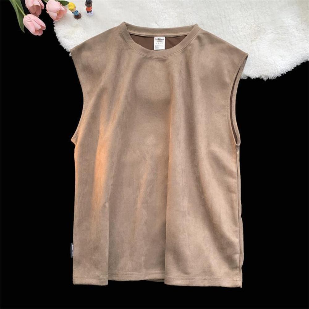 

Футболка без рукавов унисекс плотностью 220 г/м2, летняя замшевая жилетка, американская винтажная футболка большого размера 4XL кофейный
